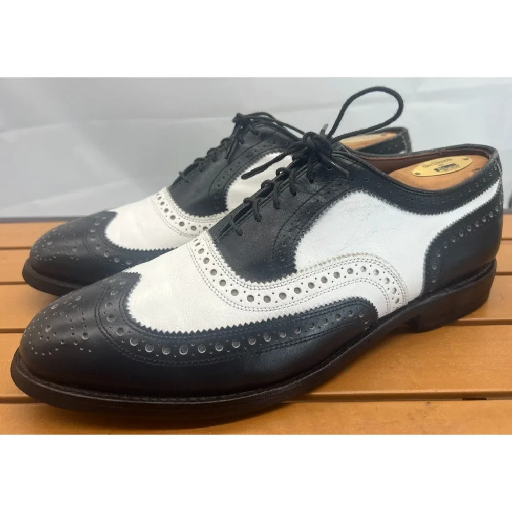 ALLEN EDMONDS BROADSTREET WING TIP BLACK WHITE SPECTATOR Size 8D